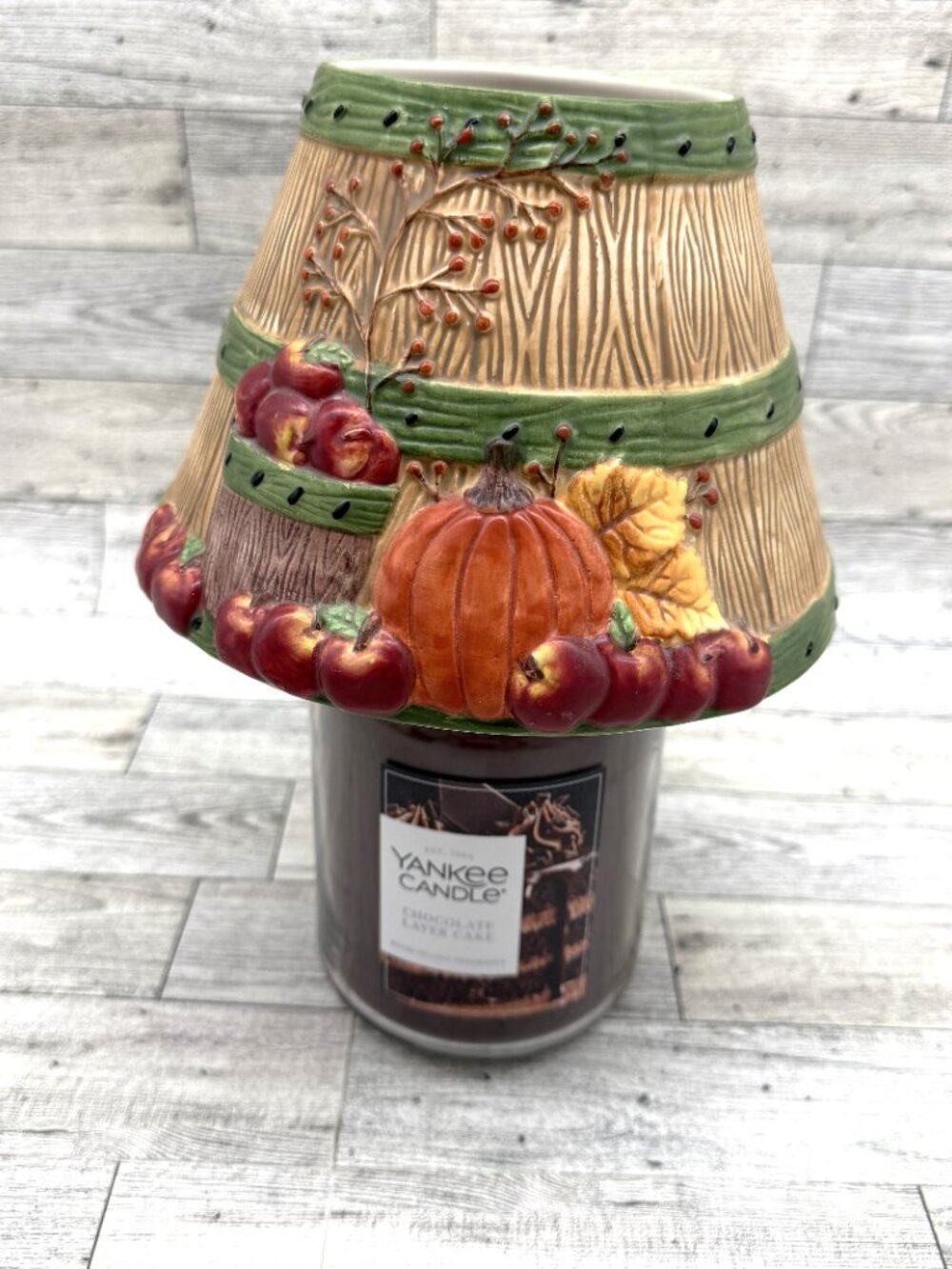 Yankee Candle Fall Apples & Pumpkins Large Candle Shade/Topper - NO CANDLE